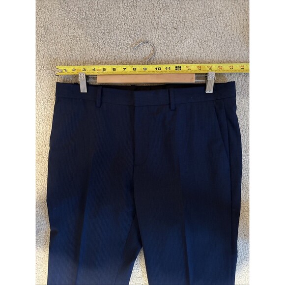 Theory Mayer Blue Wool Pattern Plaid Stretch Suit Pants | 33W - Picture 11 of 16